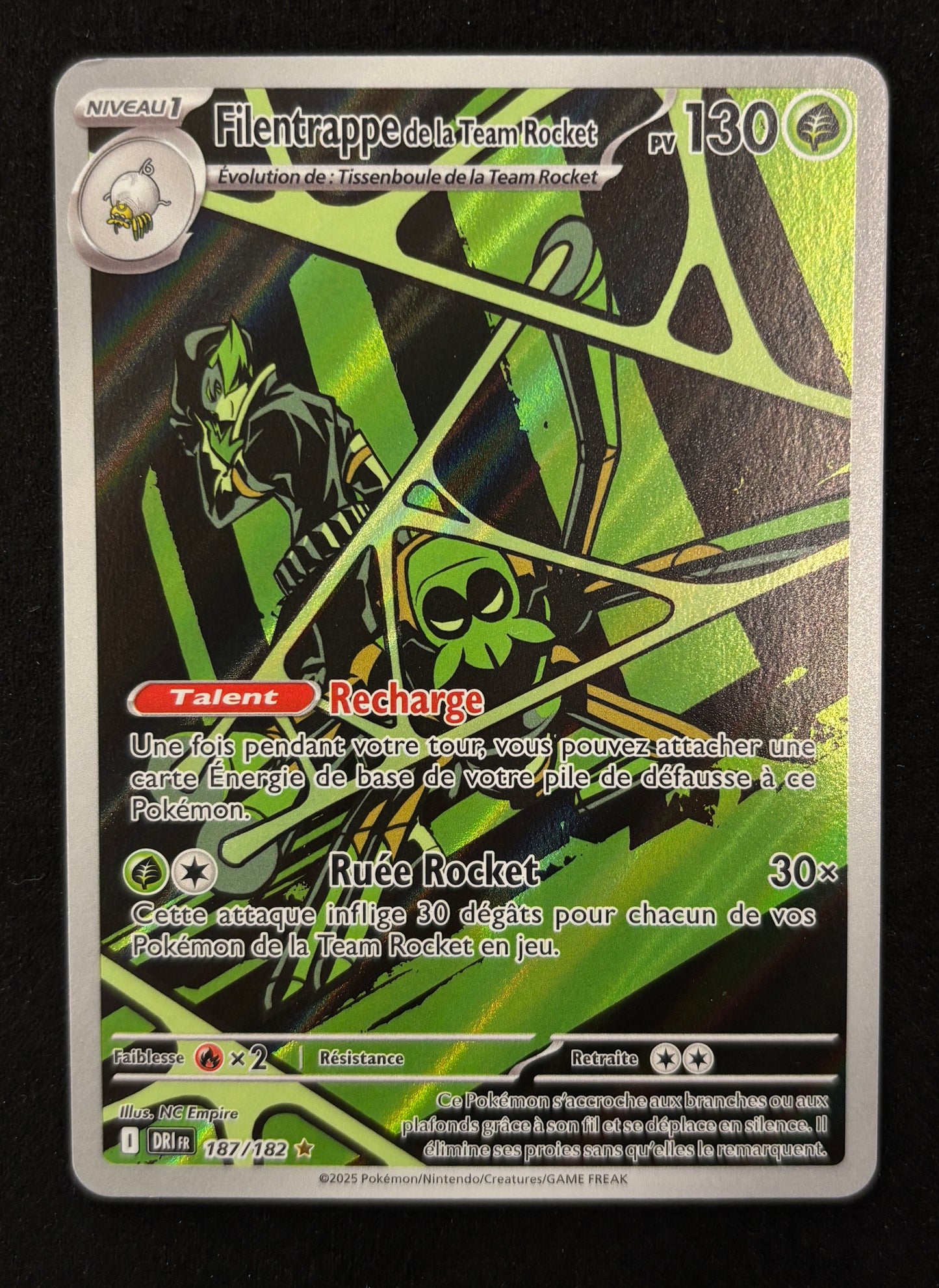 Carte Pokémon - Filentrappe de la Team Rocket 187/182 - FR